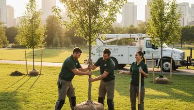Arborist planting native tree in Palm Harbor, FL yard for Chop Chop Tree service