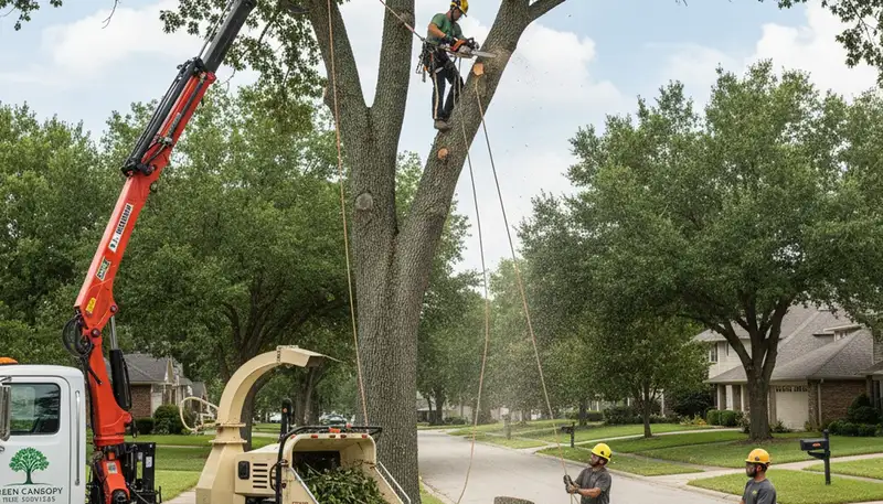 Arborist performing safe tree removal in Palm Harbor, FL for Chop Chop Tree service