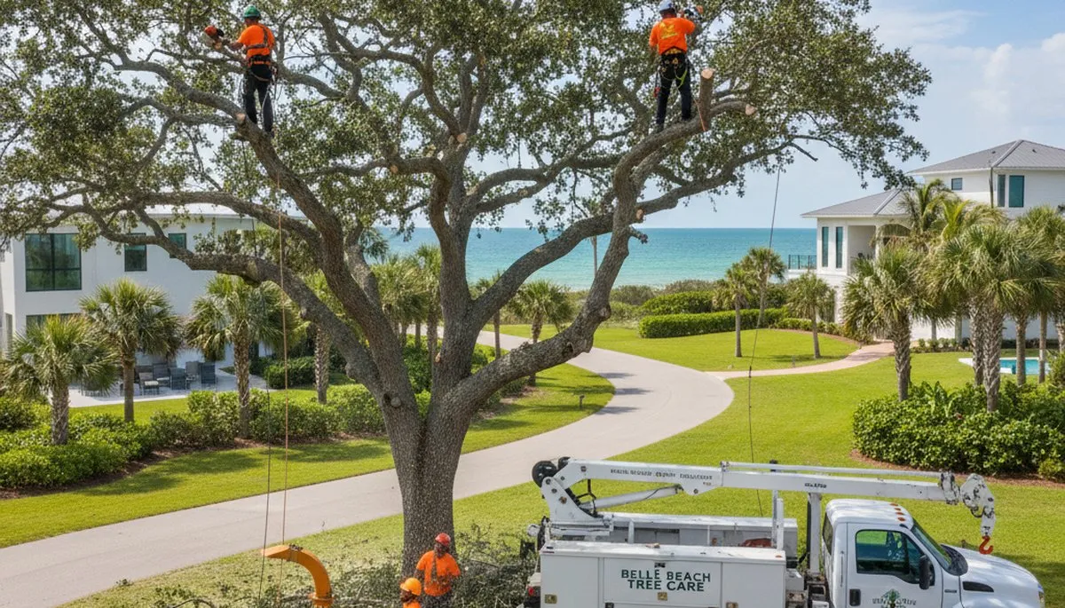 Professional tree removal service in Palm Harbor FL safely cutting and hauling fallen oak tree