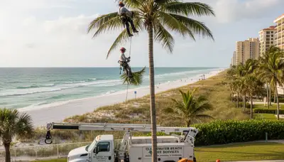 Professional tree removal service in Palm Harbor FL safely cutting and clearing large oak tree