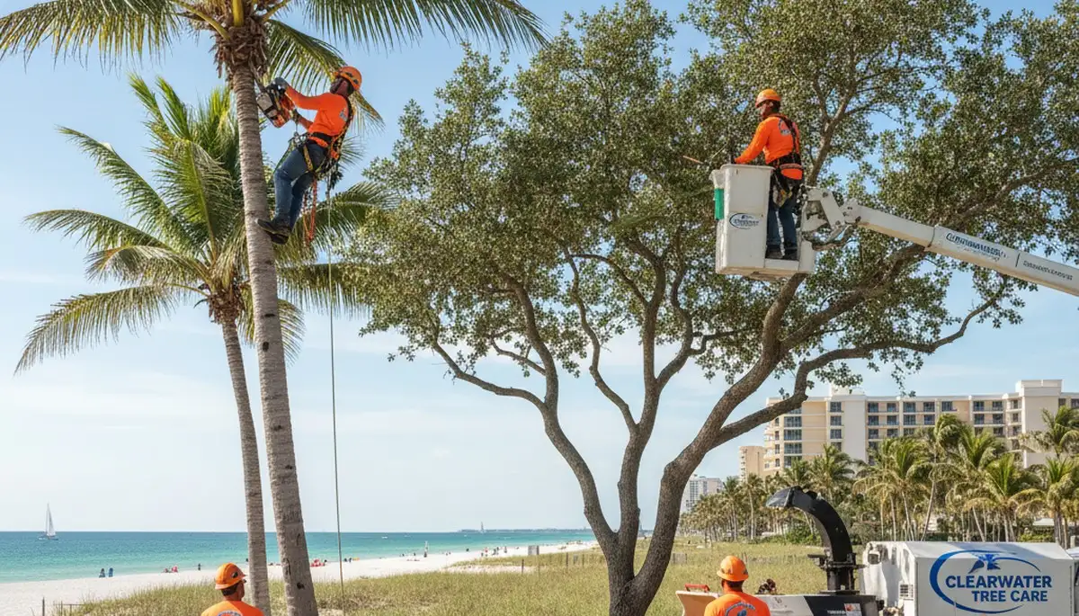 Professional tree removal service in Palm Harbor FL safely cutting large oak branches