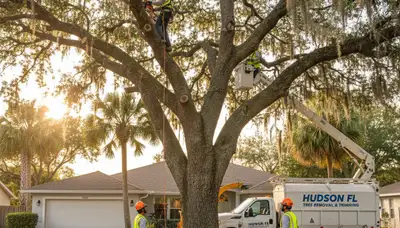 Professional tree removal service in Palm Harbor FL clearing large oak safely