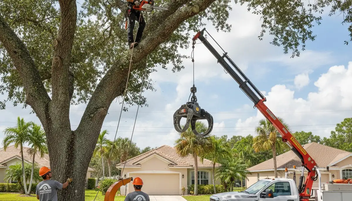 Professional tree removal service in Palm Harbor FL safely clearing large oak trees