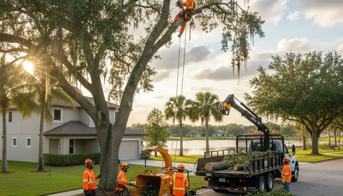 Professional tree removal service in Palm Harbor FL clearing large oak safely