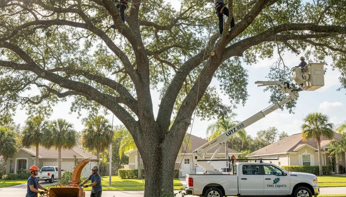 Professional tree removal service in Palm Harbor FL safely cutting and clearing large trees