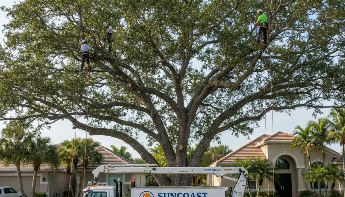 Professional tree removal service in Palm Harbor FL safely cutting and clearing large trees