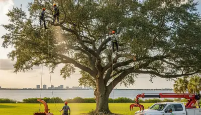 Professional tree removal service in Palm Harbor FL safely cutting and clearing large trees